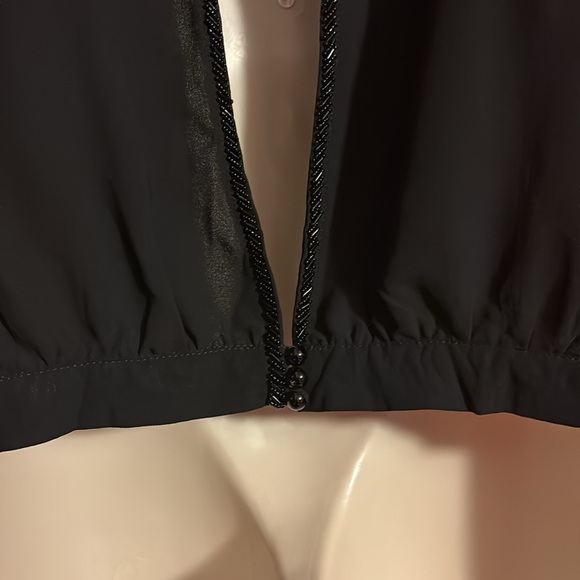 NWT Moon Collection black beaded open back sheer sleeved top. - Picture 9 of 15